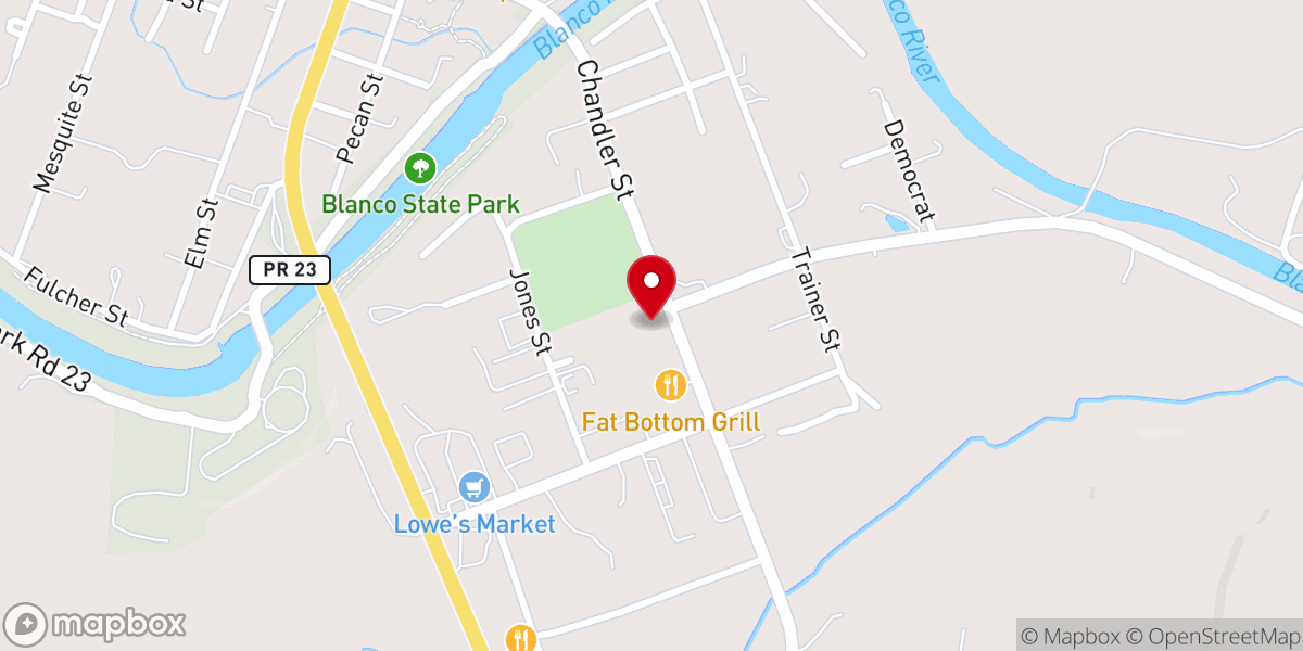Map showing location of Blanco Good Samaritan Center: Thrift Store and Food Pantry