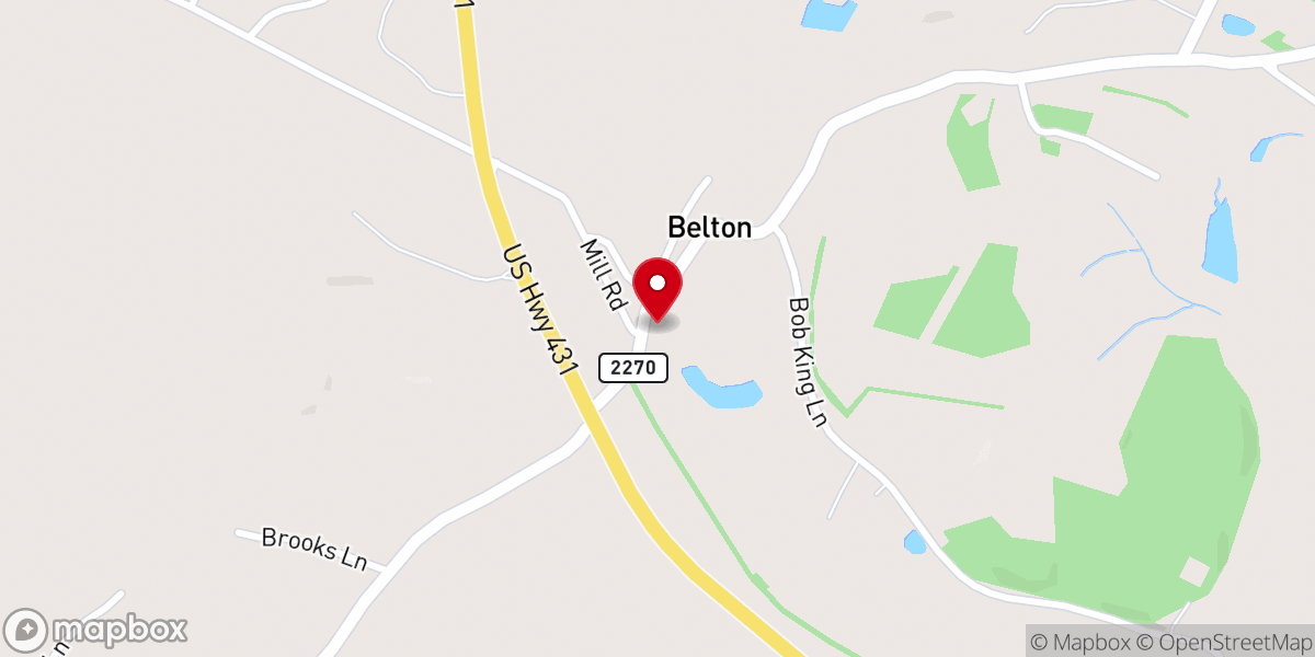 Map showing location of Belton Pentecostal Church