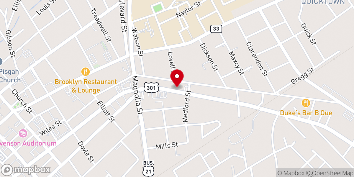 Map showing location of Moultrie Temple Church of God in Christ