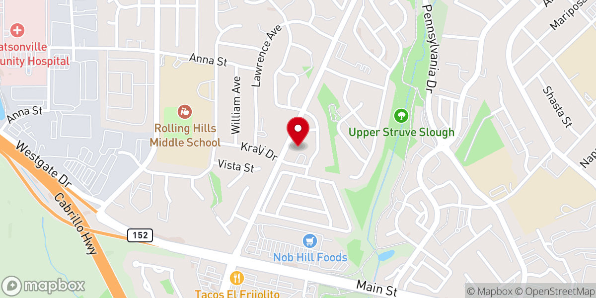 Map showing location of Watsonville Seventh-day Adventist Church