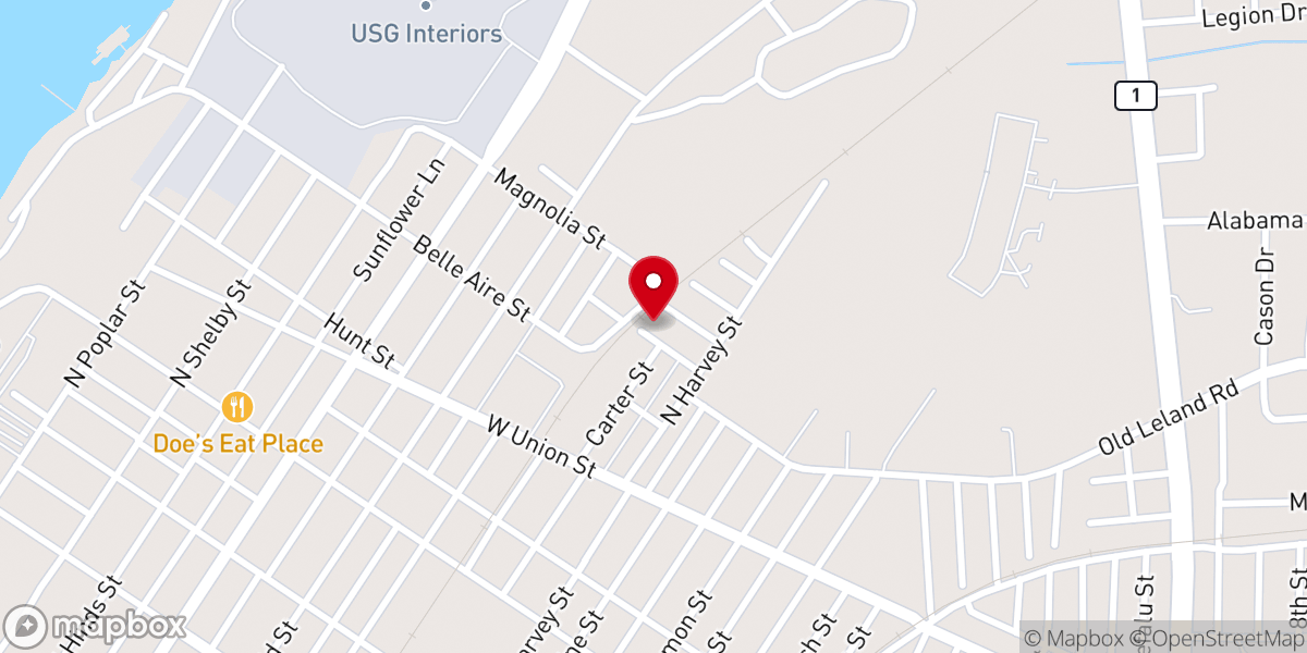 Map showing location of Rose Hill M.B. Church
