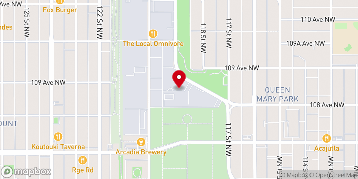 Map showing location of Unitarian Church of Edmonton