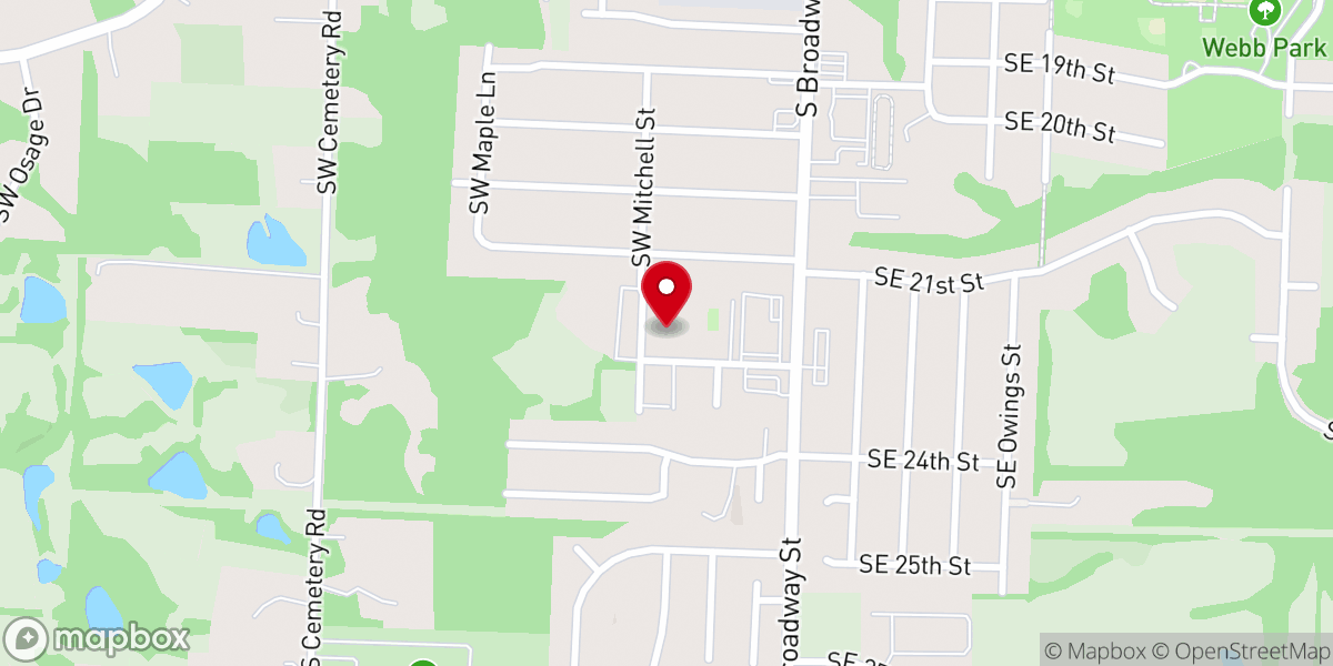 Map showing location of Oak Grove Christian Church