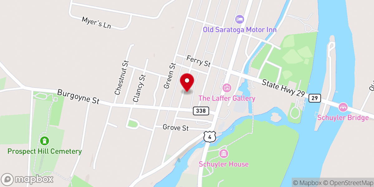 Map showing location of Old Saratoga Reformed Church