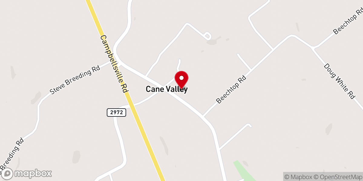 Map showing location of Cane Valley Christian Church