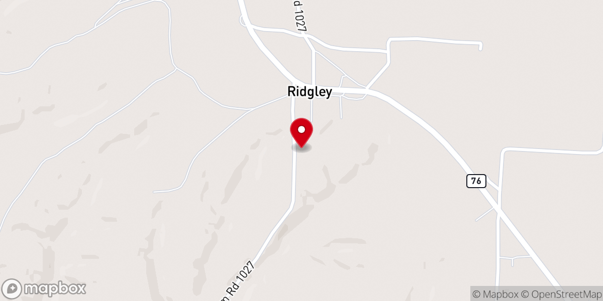 Map showing location of Ridgley Assembly of God Church