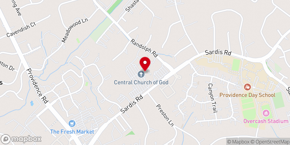Map showing location of Central Church
