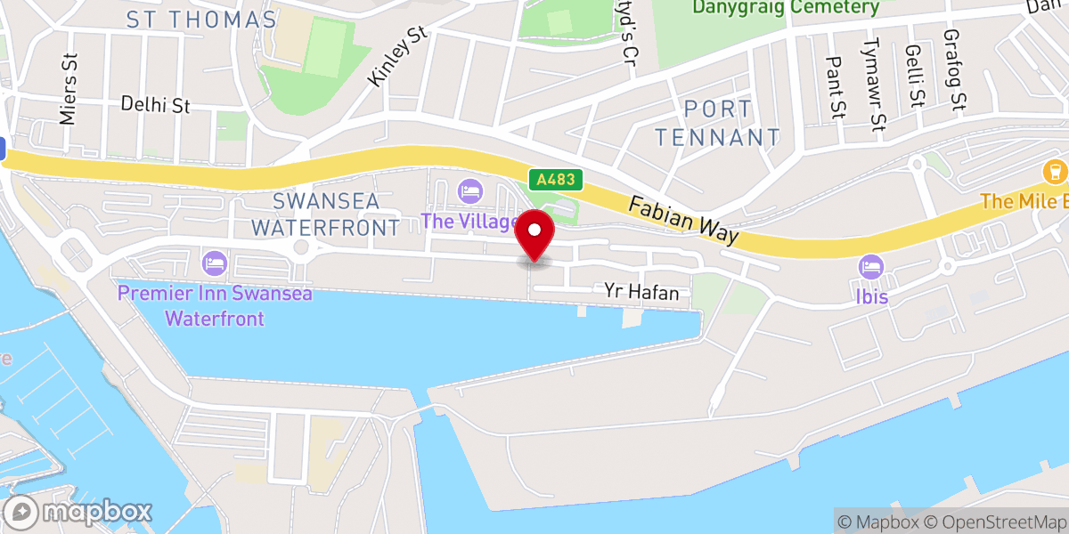Map showing location of Swansea Waterfront Korean Church
