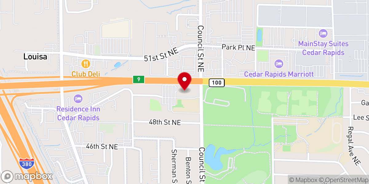 Map showing location of St. Pius X Catholic Church