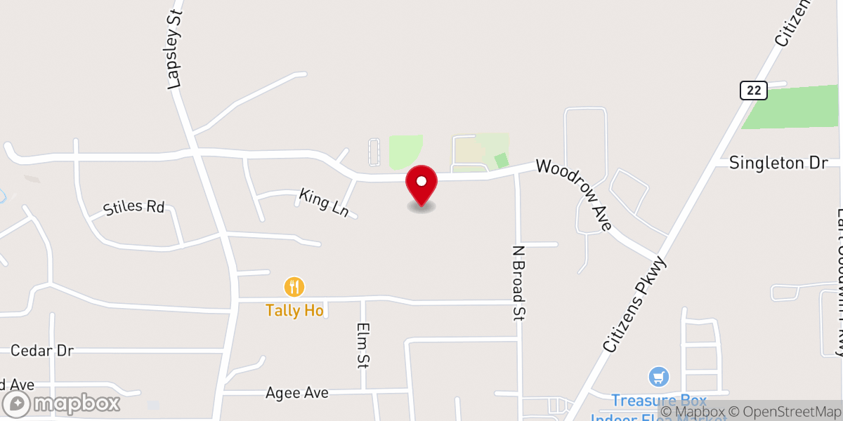 Map showing location of Tabernacle of Praise