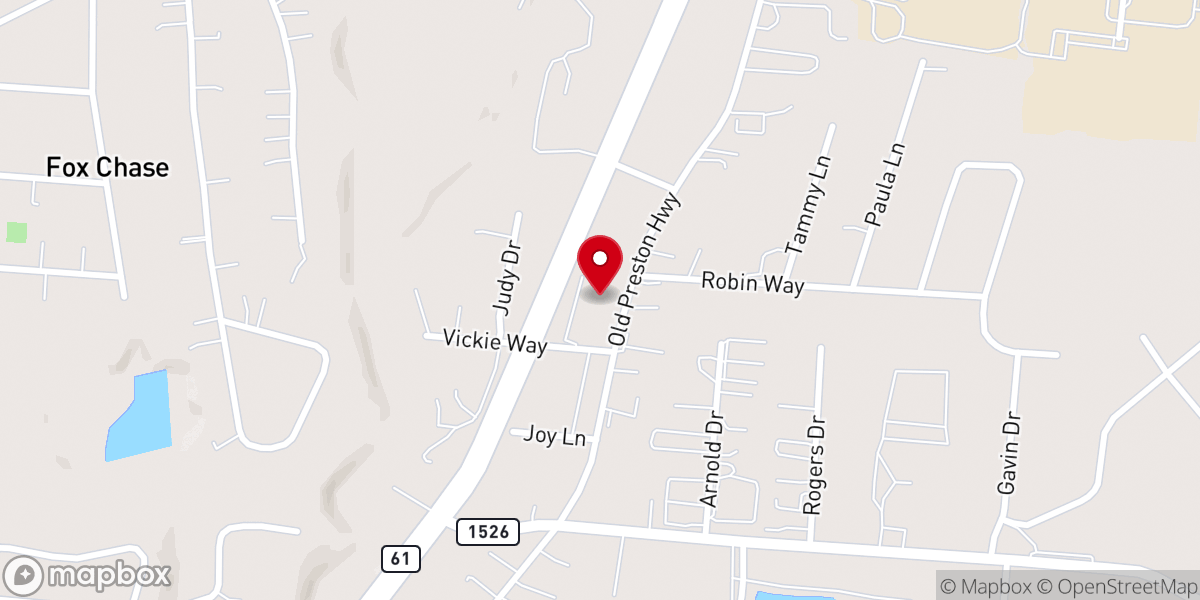 Map showing location of North Bullitt Christian Church