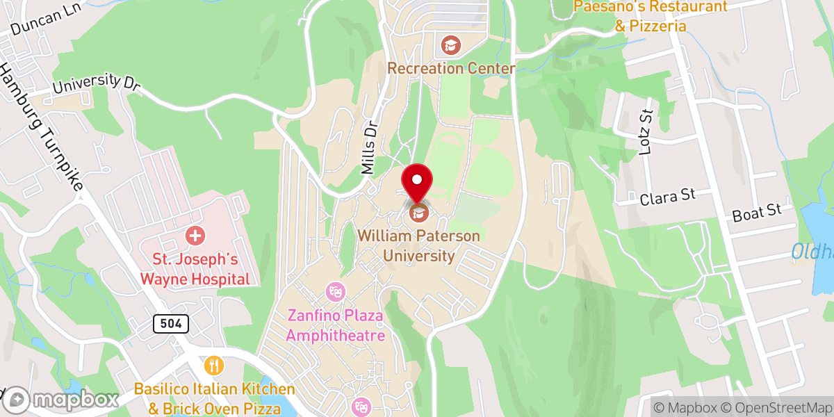 Map showing location of PENTECOSTAL STUDENTS AND ASSOCIATES(PENSA) WILLIAM PATERSON UNIVERSITY