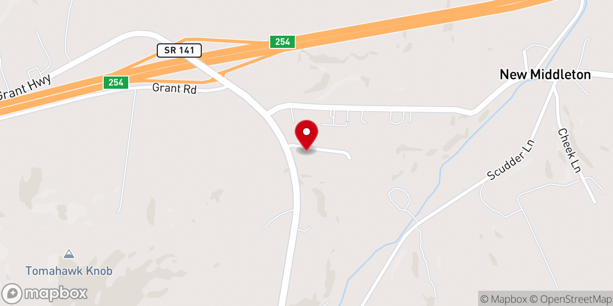 Map showing location of New Middleton United Methodist