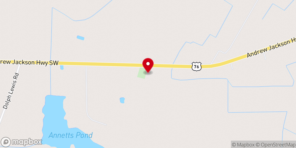 Map showing location of Piney Forest Church