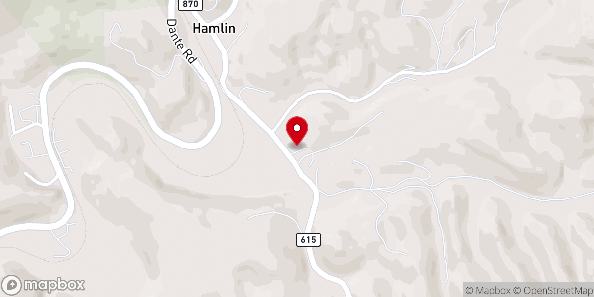 Map showing location of Hamlin Church