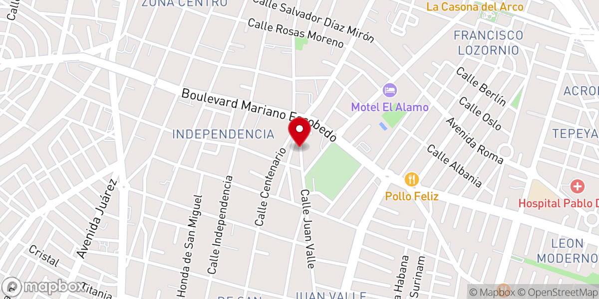 Map showing location of Templo Evangelico Siloe