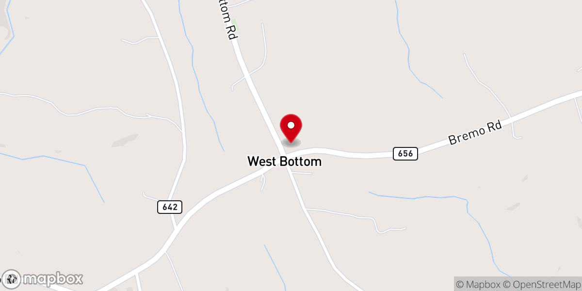 Map showing location of West Bottom Baptist Church