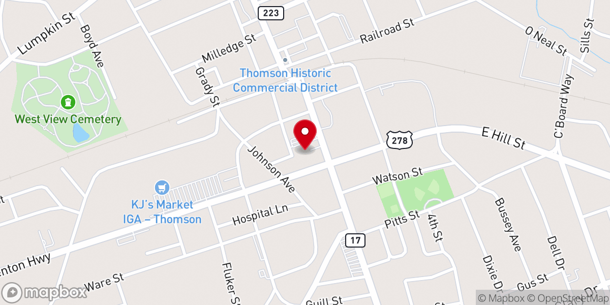 Map showing location of First Baptist Church