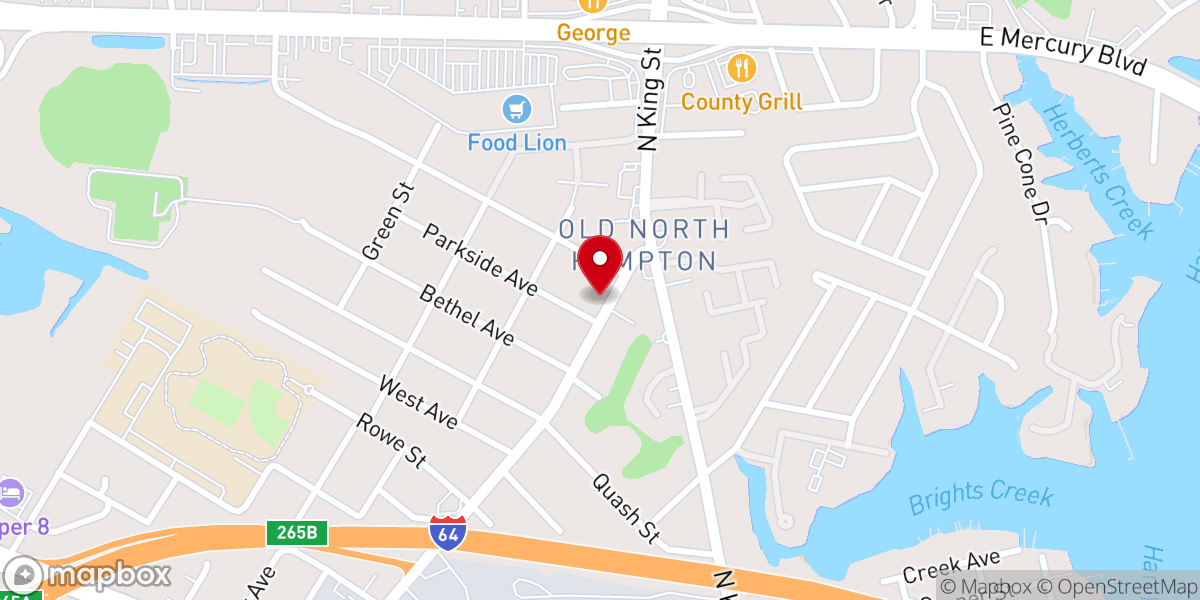 Map showing location of Zion Community Church - Downtown Hampton