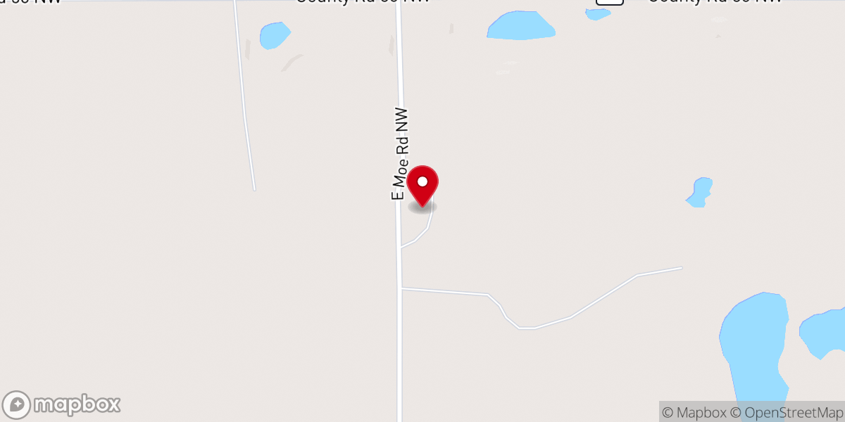 Map showing location of East Moe Lutheran Church