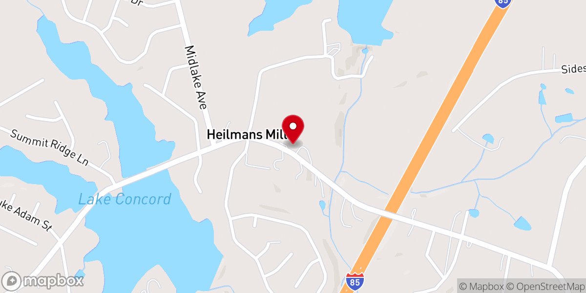Map showing location of Concord Lake Baptist Church