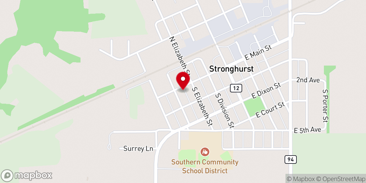Map showing location of Stronghurst United Methodist Church