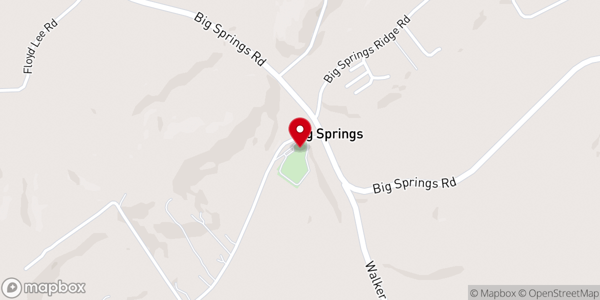 Map showing location of Big Spring Presbyterian Church