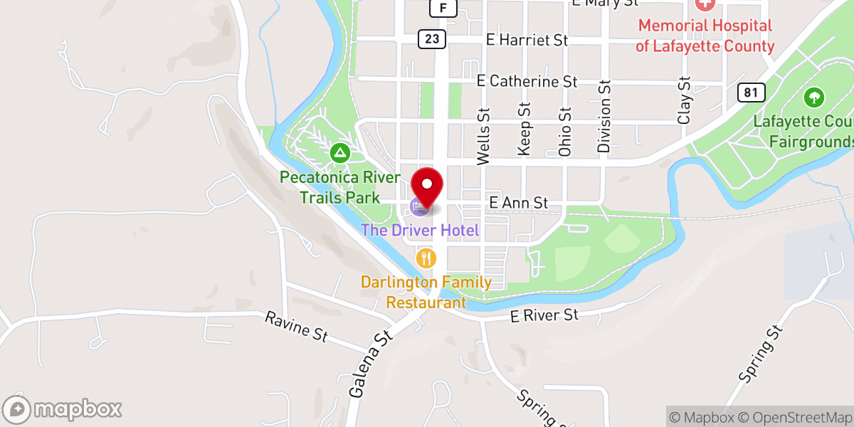 Map showing location of Iglesia De Cristo Misión Cristiana ELIM Darlington WI