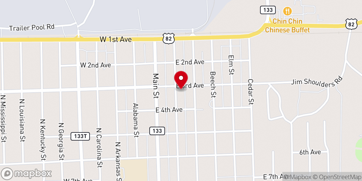 Map showing location of Crossett Church of Christ