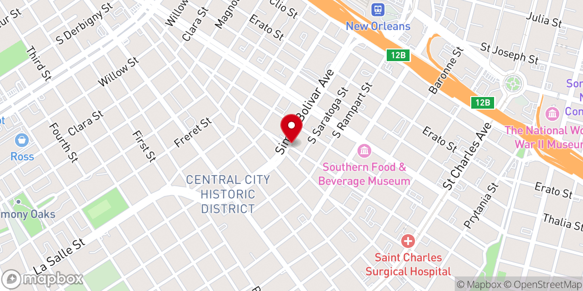Map showing location of First New Saint Mark Baptist Church
