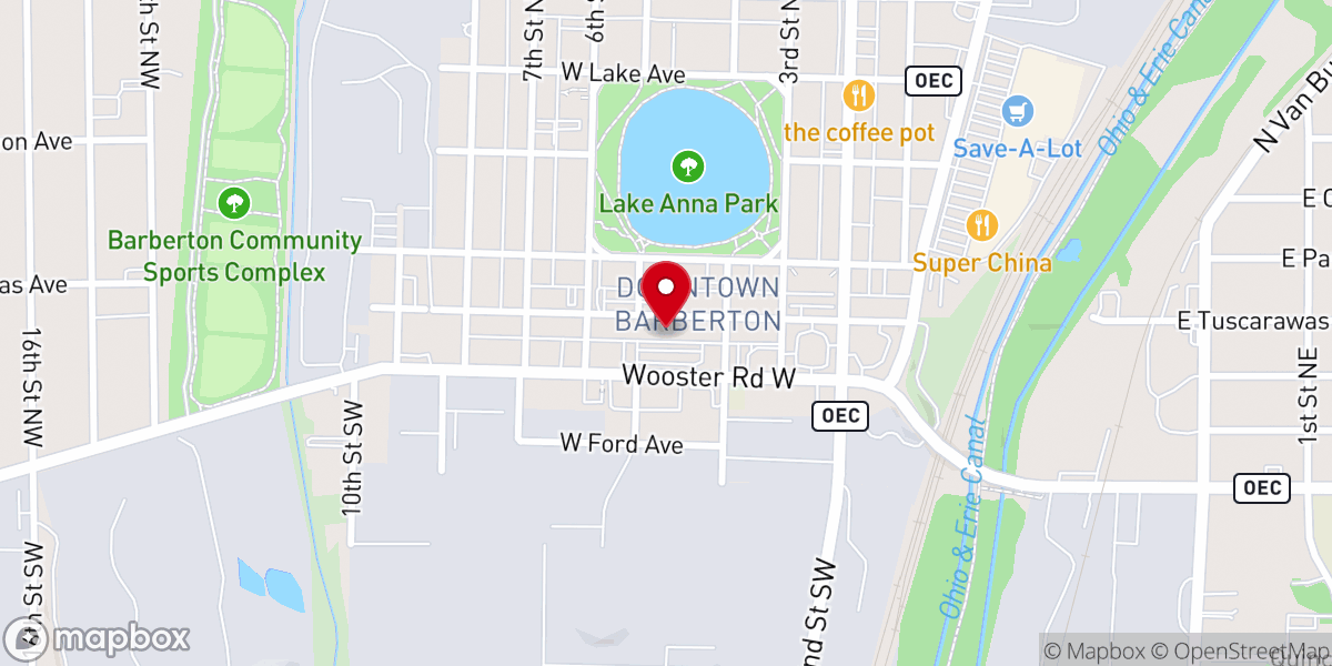 Map showing location of Crossroads Community Church - Barberton Campus