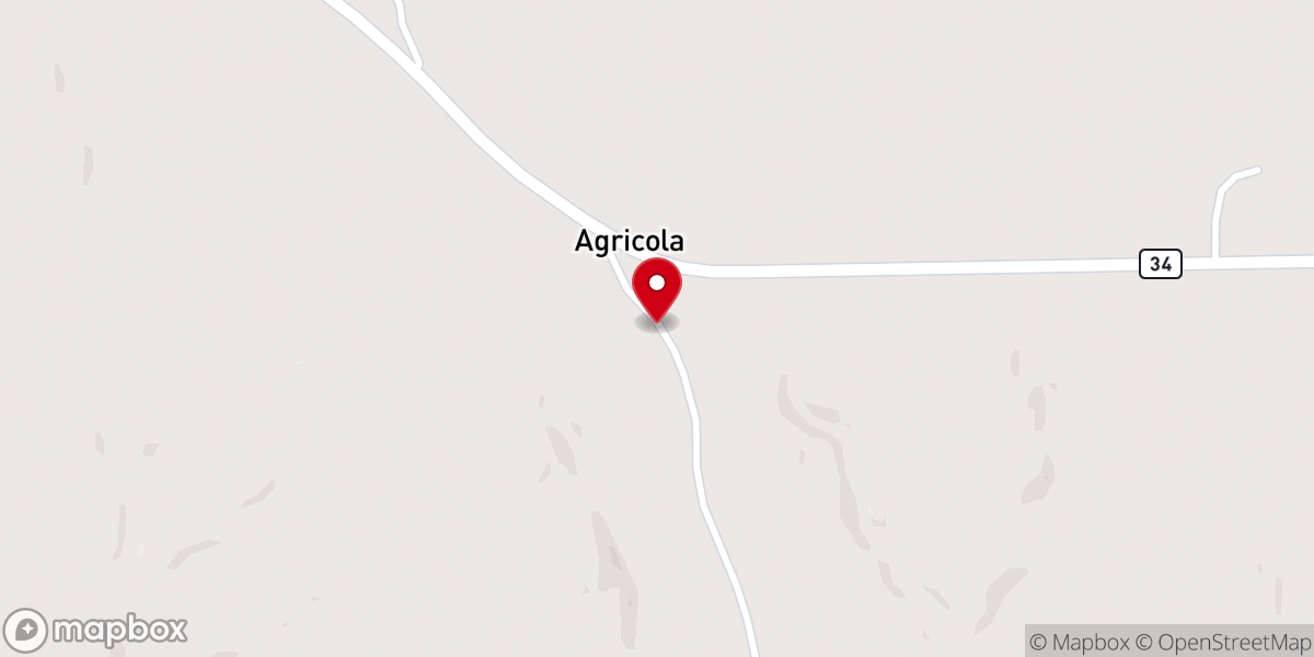 Map showing location of New Popular Springs Dadeville