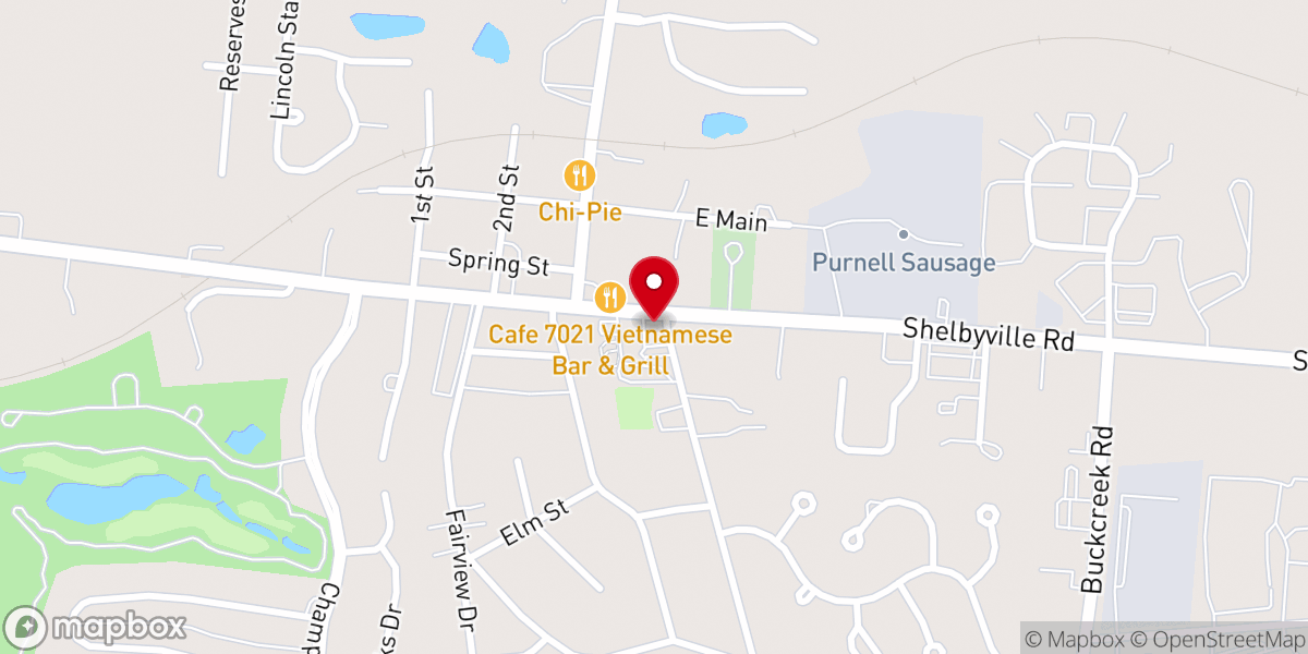 Map showing location of Simpsonville Christian Church