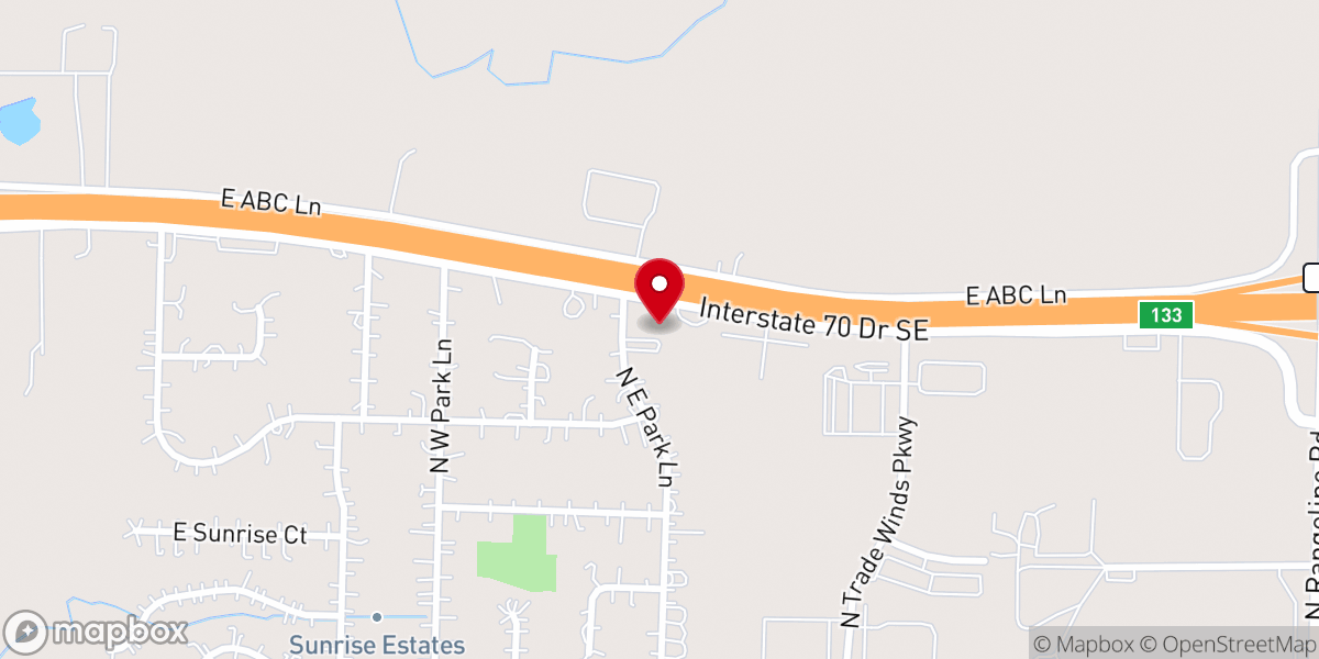Map showing location of Prairie Grove Baptist Church