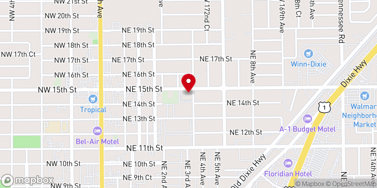 Map showing location of Homestead Church of the Nazarene