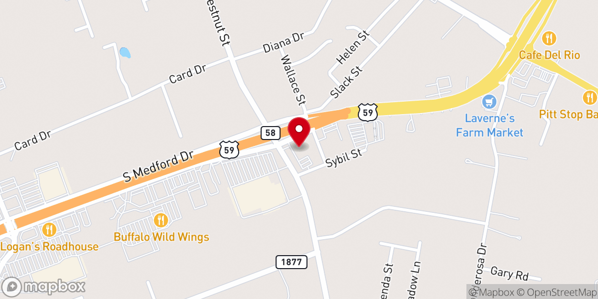 Map showing location of Chestnut Drive Baptist Church