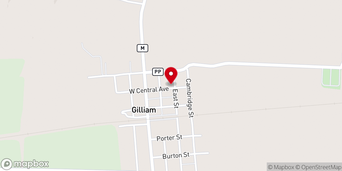 Map showing location of Gilliam MethodistChurch