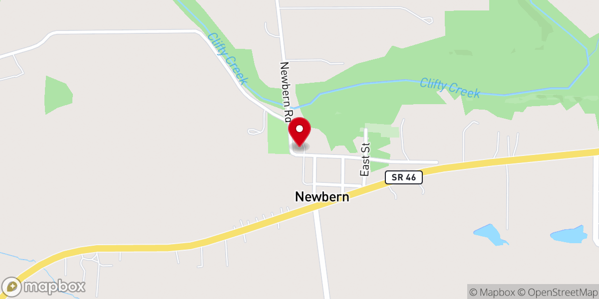 Map showing location of Newbern United Methodist Church