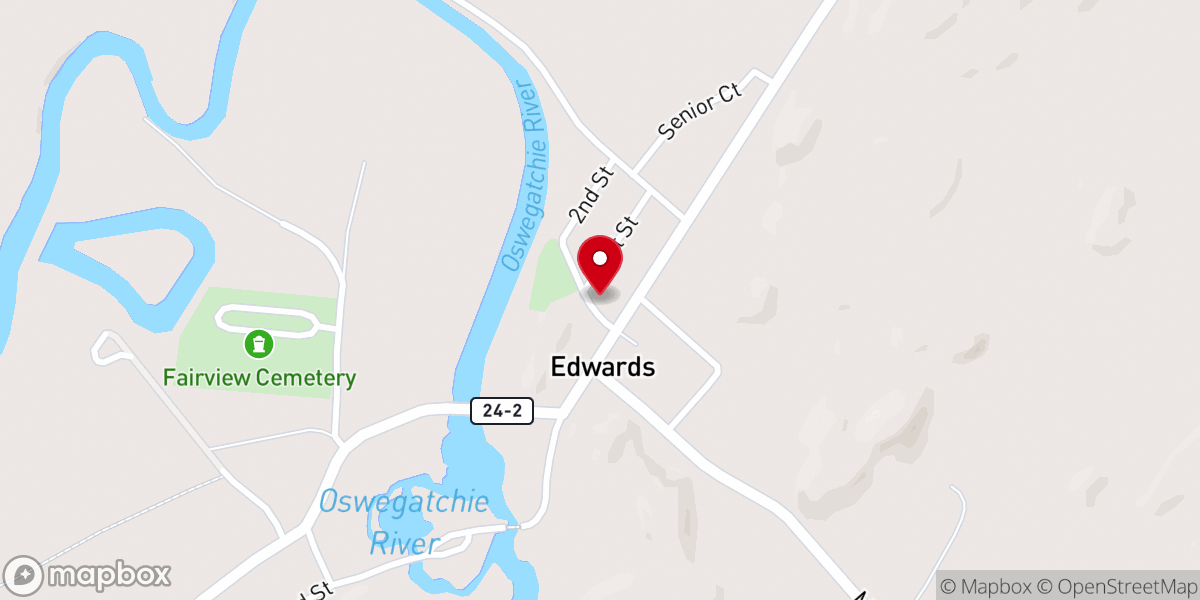 Map showing location of RRH Edwards Health Center