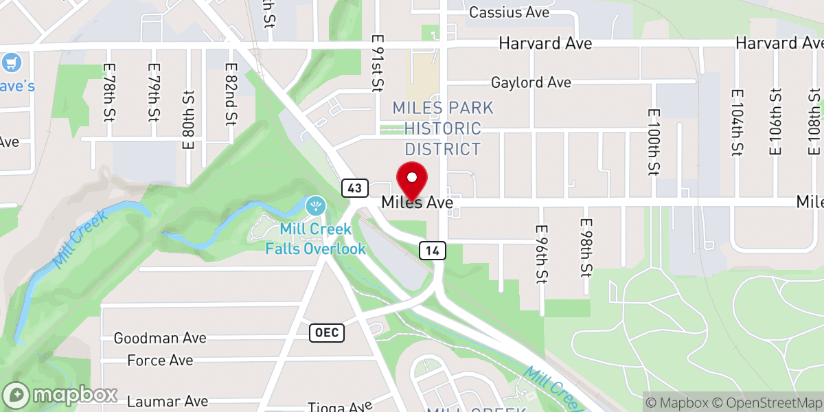 Map showing location of Miles Avenue Church of Christ