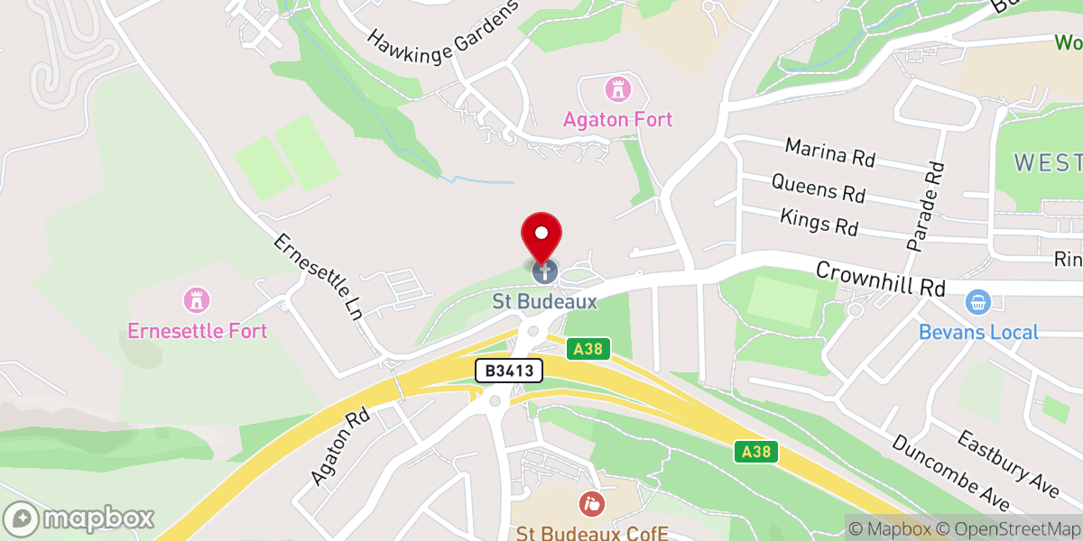 Map showing location of St. Budeaux C of E Church