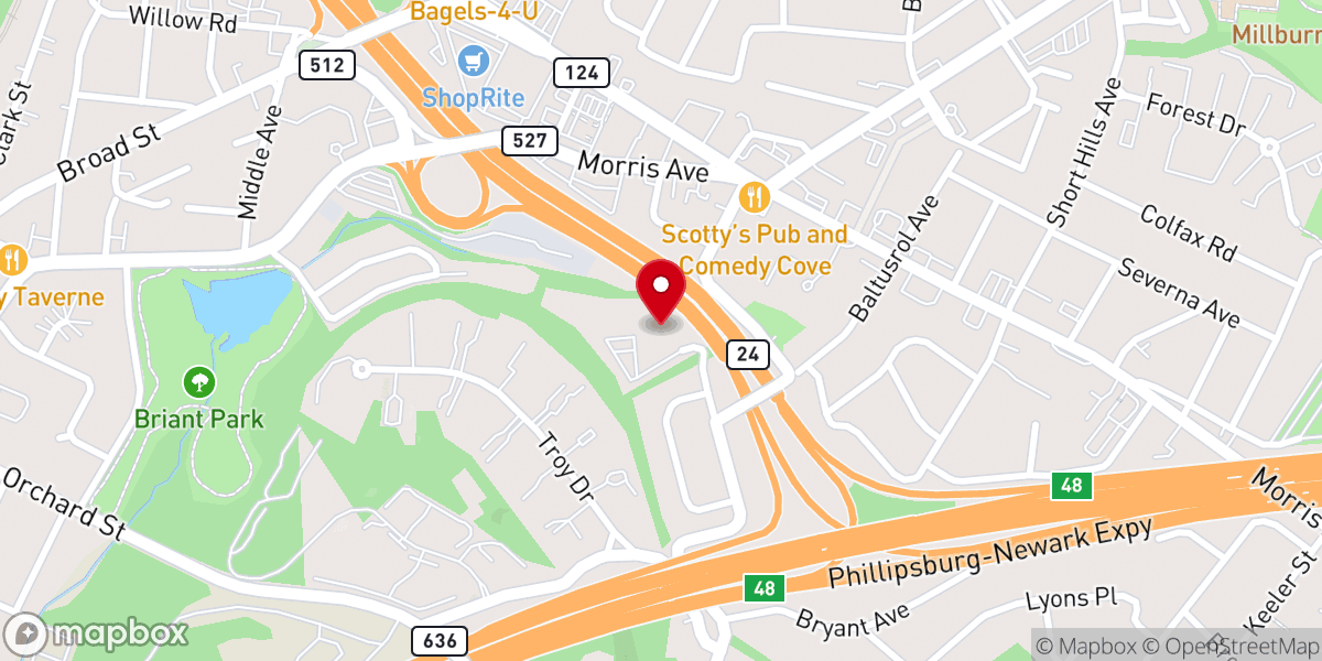 Map showing location of Temple Beth Ahm Yisrael