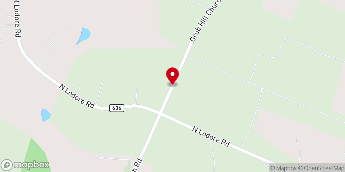 Map showing location of Grub Hill Church