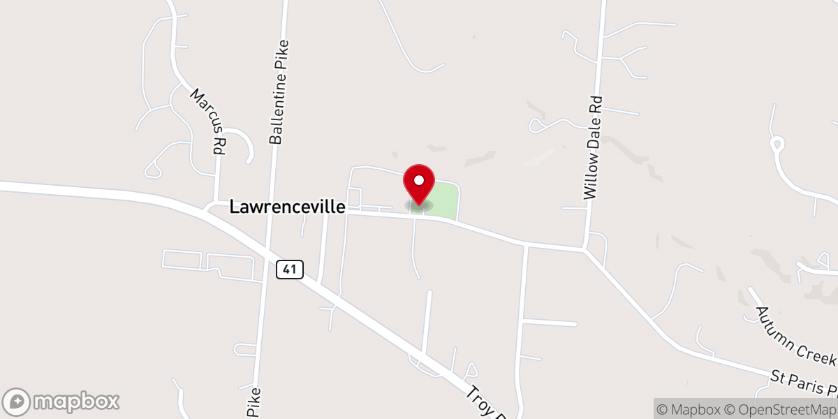 Map showing location of Lawrenceville Community Church