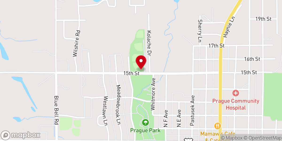 Map showing location of Prague Park