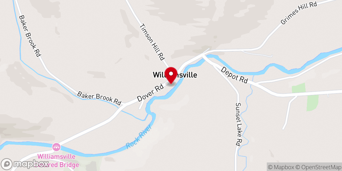 Map showing location of Williamsville Hall