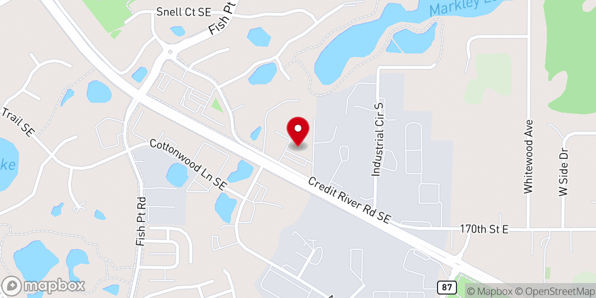 Map showing location of Prior Lake Baptist Church