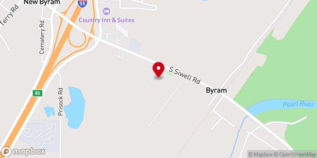 Map showing location of First Baptist Church of Byram
