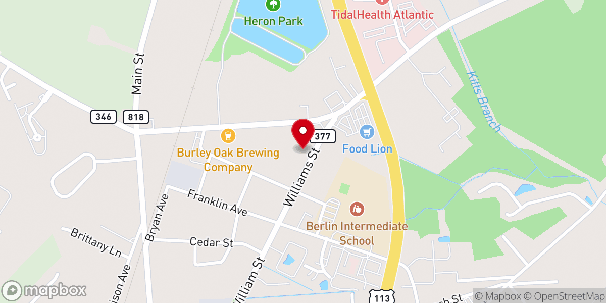 Map showing location of Berlin First Baptist Church