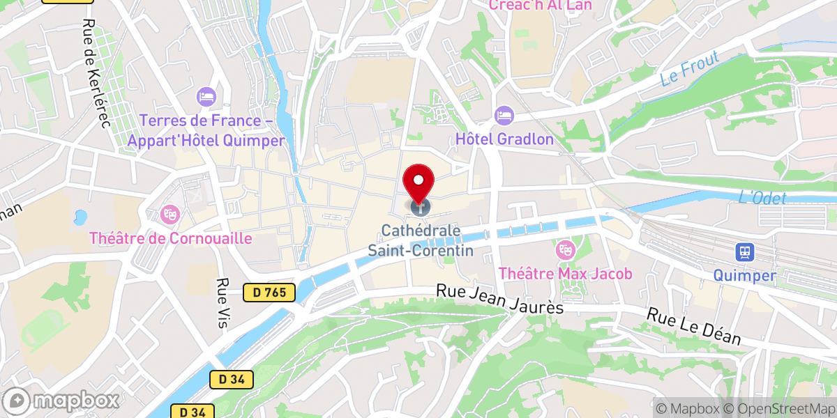 Map showing location of Cathédrale Saint-Corentin